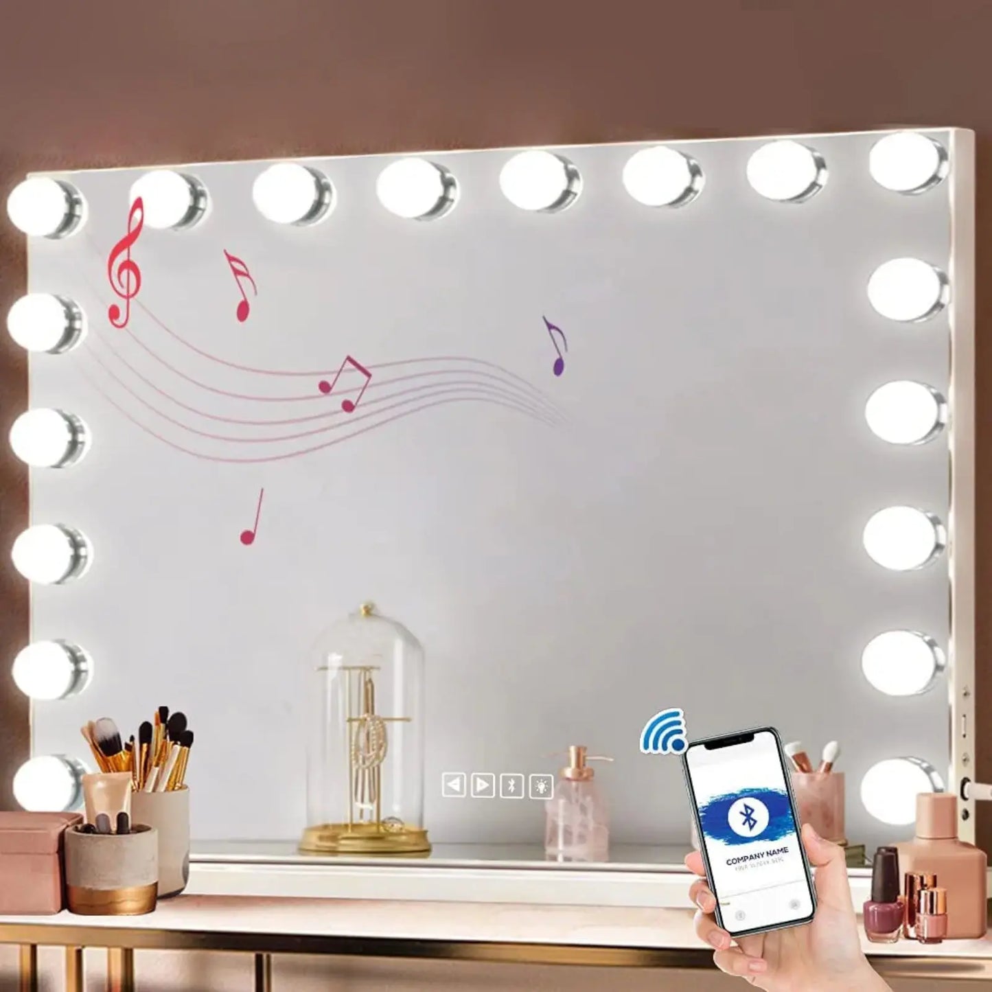 Coiffeuse LED | Miroir Hollywood Bluetooth - Miroir émoi - Coiffeuse 