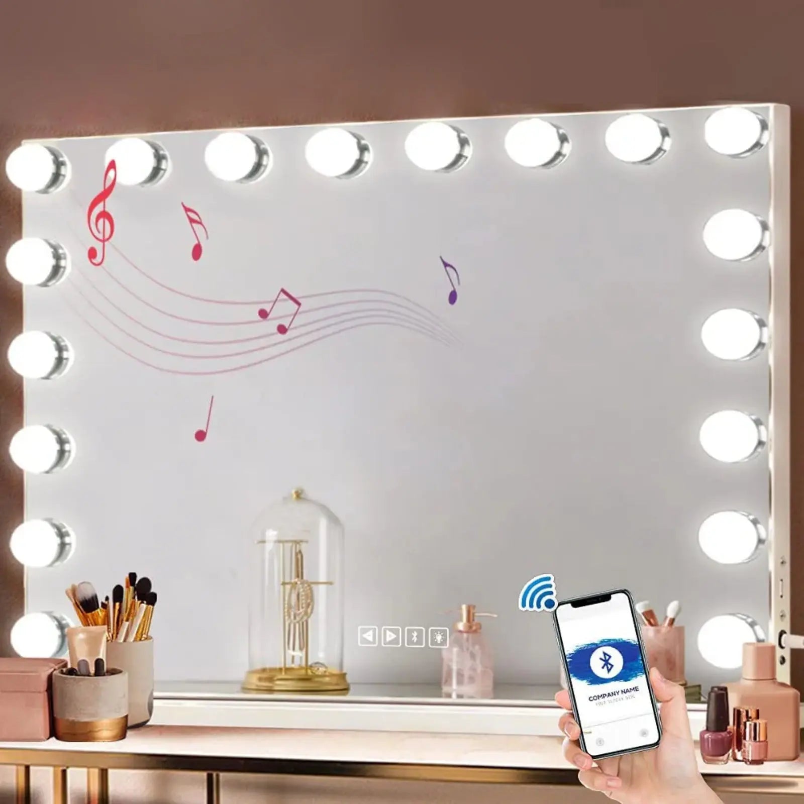 Coiffeuse LED | Miroir Hollywood Bluetooth - Miroir émoi - Coiffeuse 
