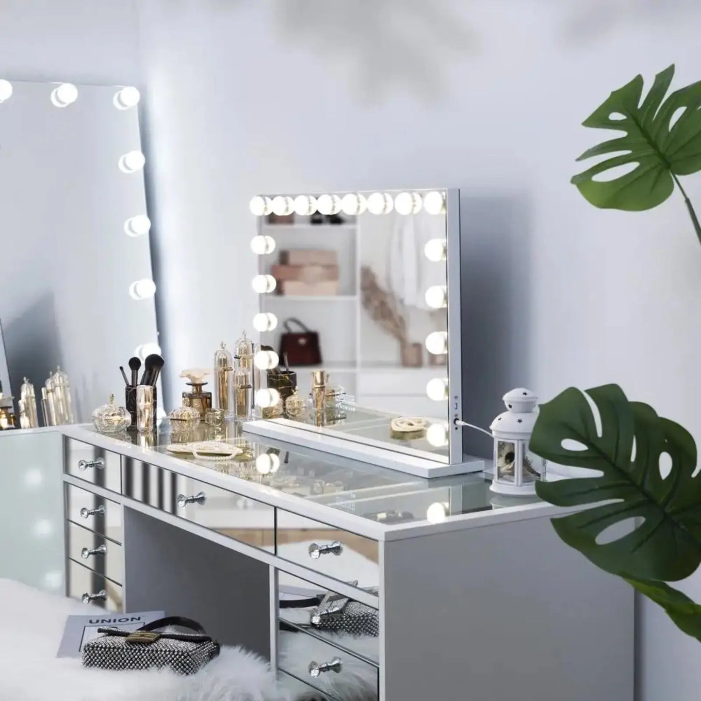 Coiffeuse LED | Miroir Hollywood Bluetooth - Miroir émoi - Coiffeuse 