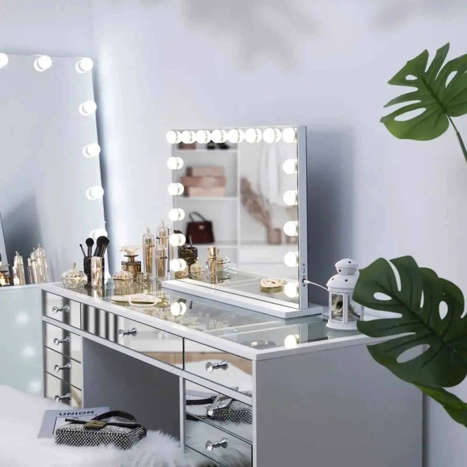 Coiffeuse LED | Miroir Hollywood Bluetooth - Miroir émoi - Coiffeuse 