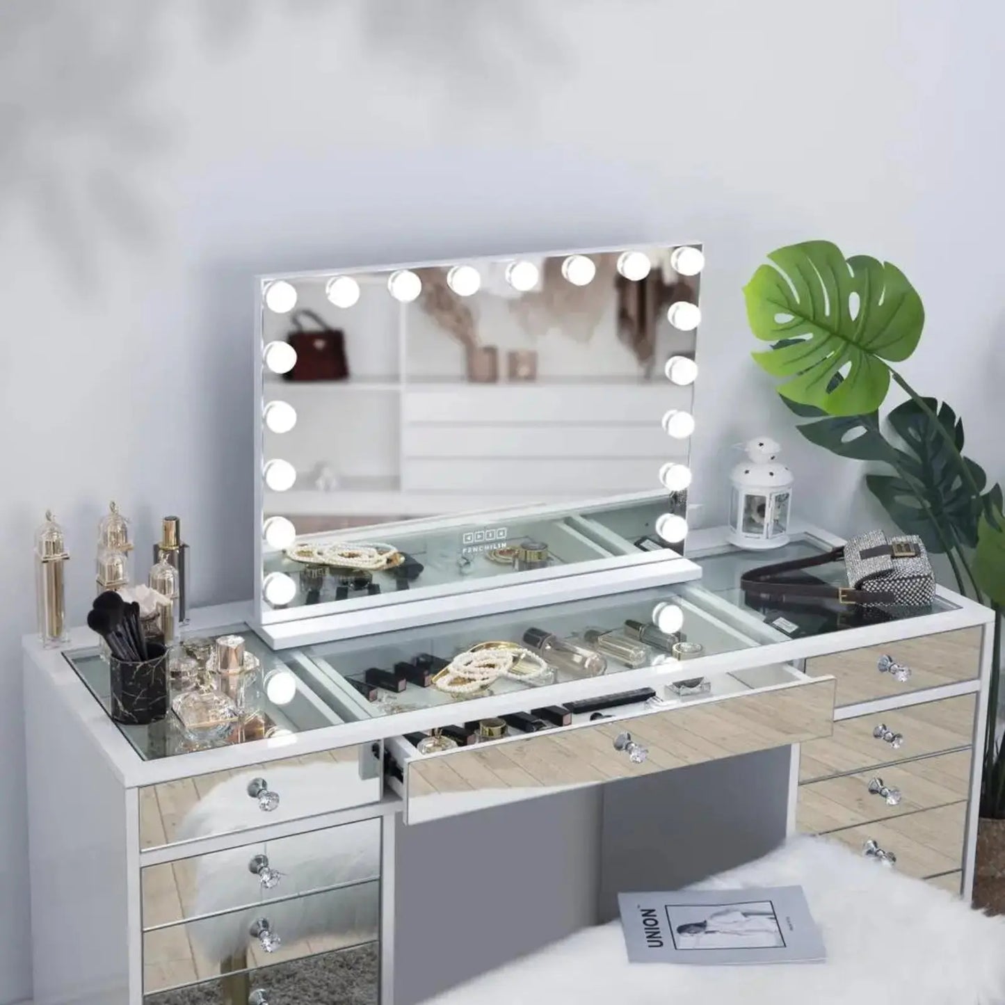 Coiffeuse LED | Miroir Hollywood Bluetooth - Miroir émoi - Coiffeuse 
