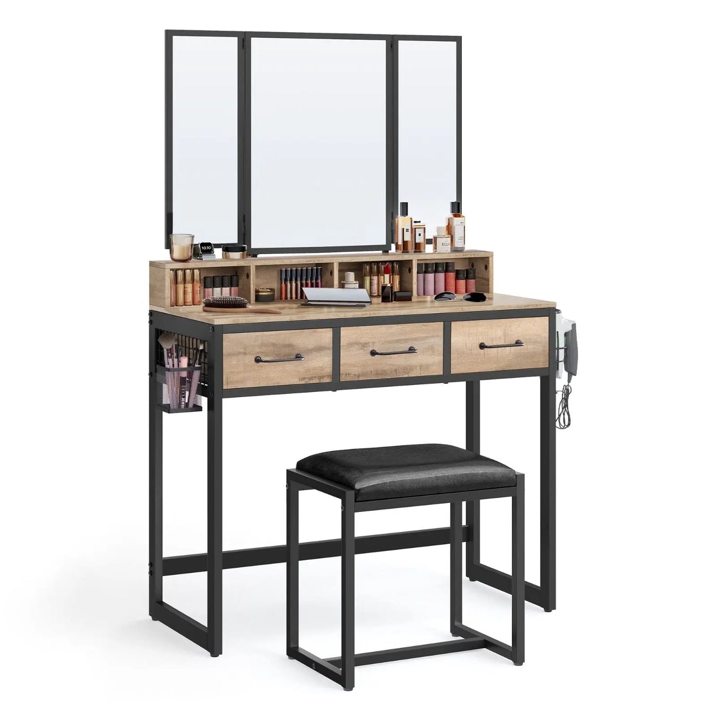 Coiffeuse | L'Industrielle - Miroir émoi - Coiffeuse Marron 