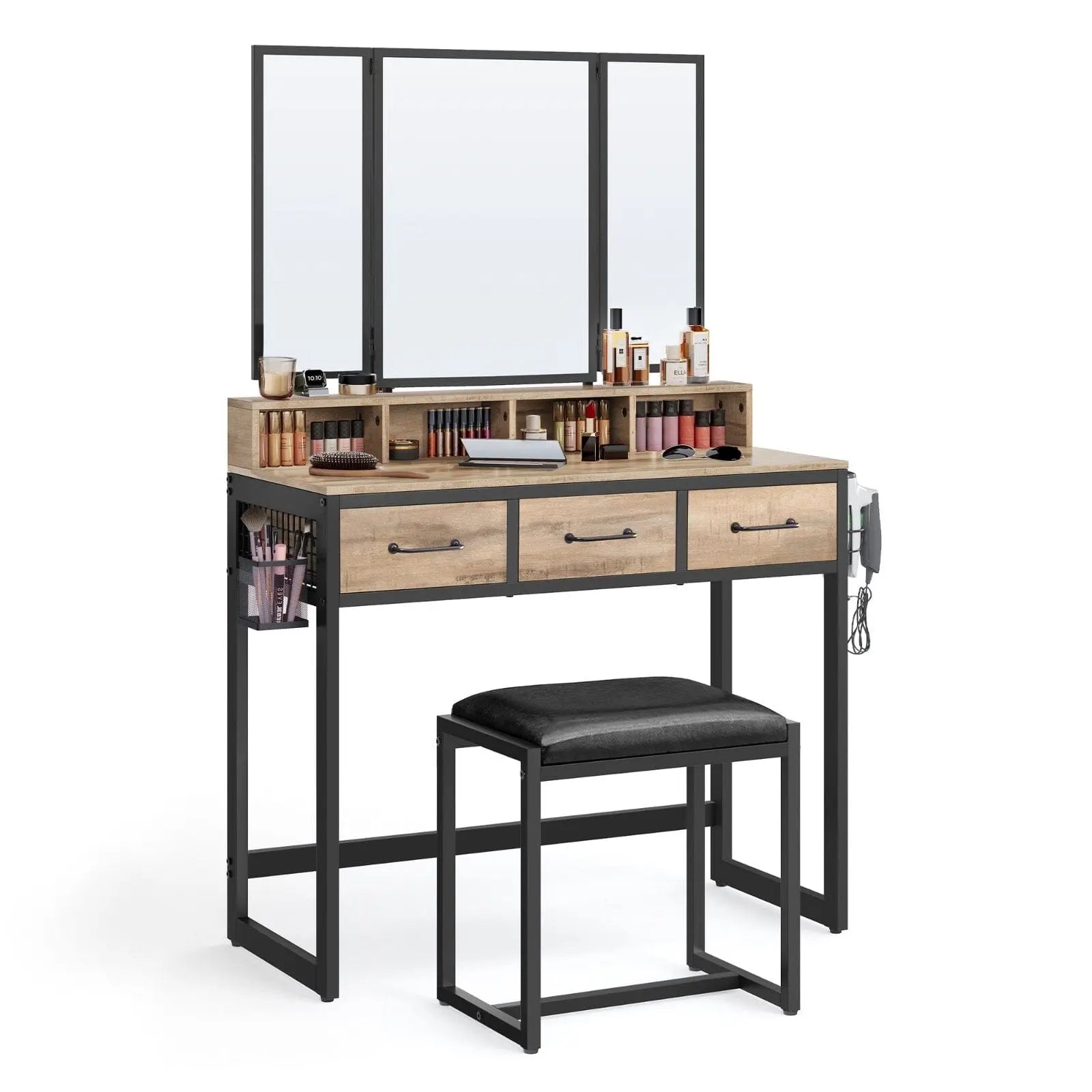 Coiffeuse | L'Industrielle - Miroir émoi - Coiffeuse Marron 
