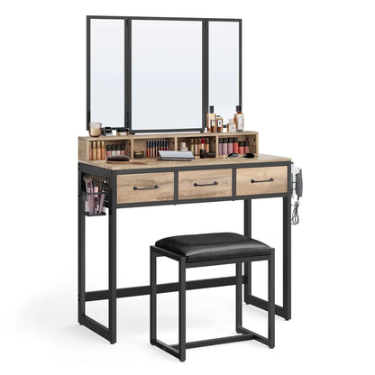 Coiffeuse | L'Industrielle - Miroir émoi - Coiffeuse Marron 