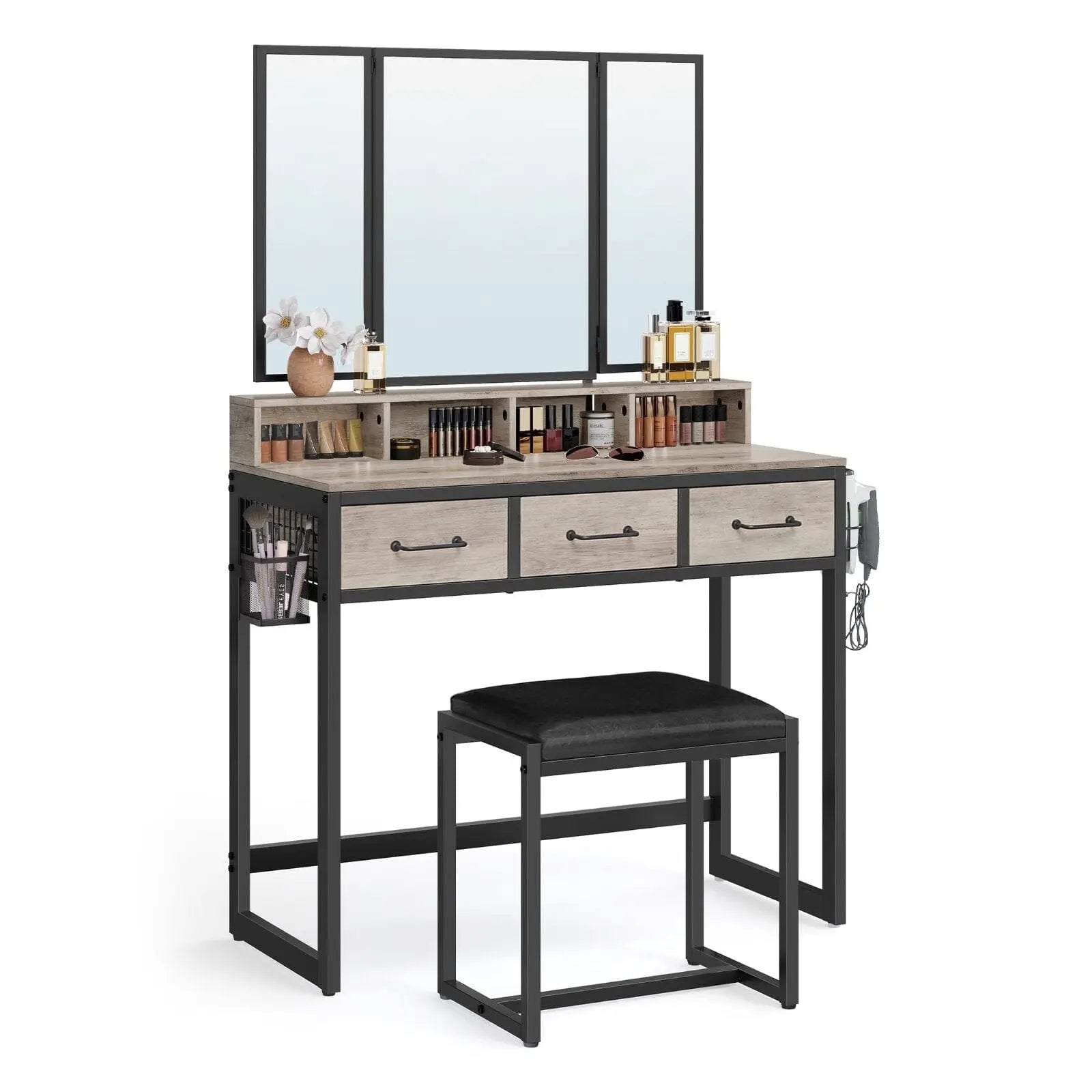 Coiffeuse | L'Industrielle - Miroir émoi - Coiffeuse Gris 