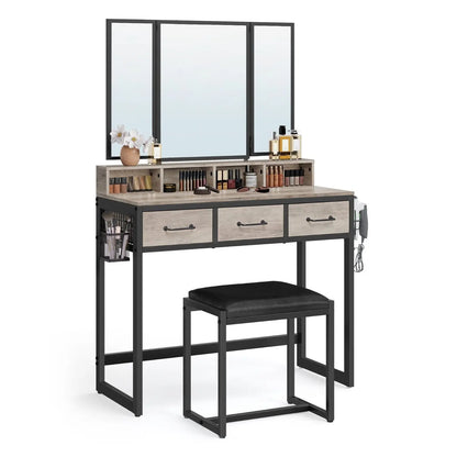 Coiffeuse | L'Industrielle - Miroir émoi - Coiffeuse Gris 