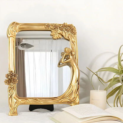 Miroir Doré Rectangulaire | Nymphe - Miroir émoi - Miroir Doré Vintage 