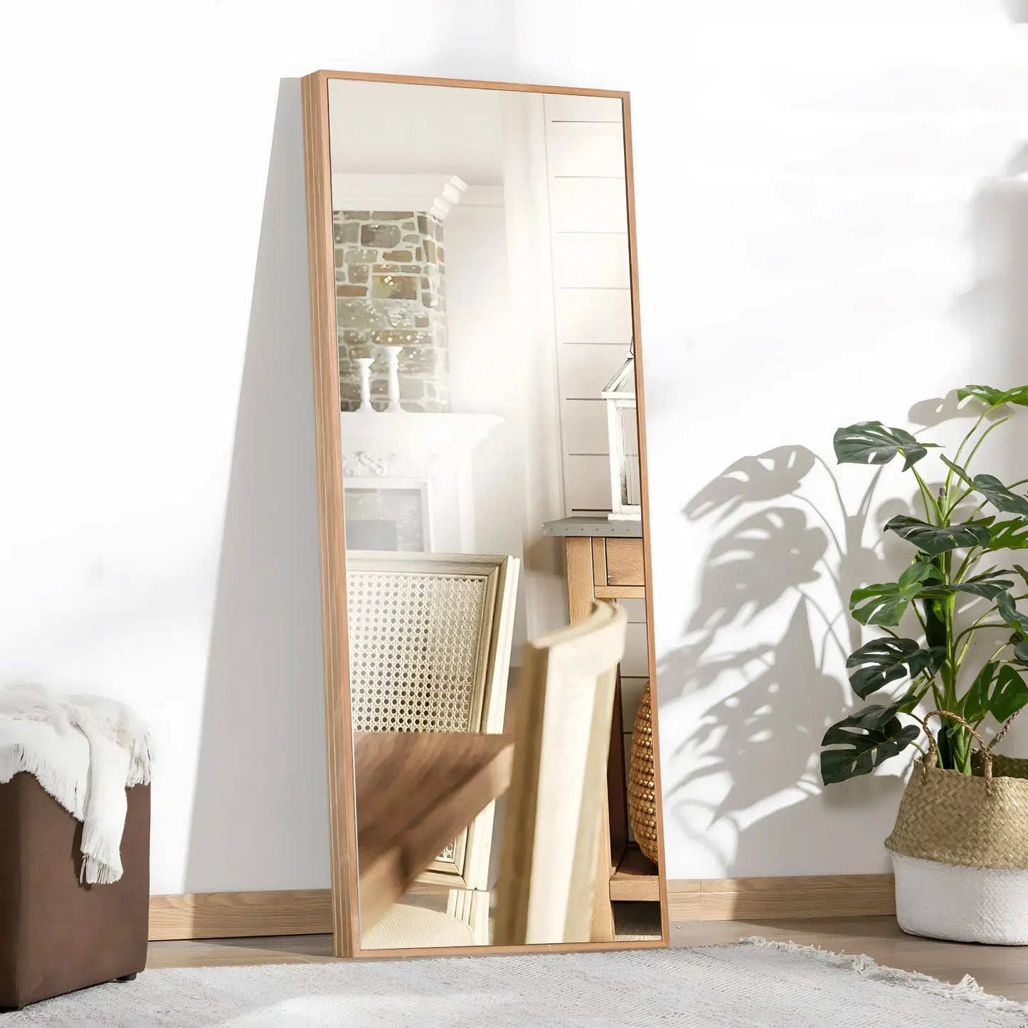 Miroir Mural Rectangulaire | Bois Simple - Miroir émoi - Miroir Mural Cadre en Bois 