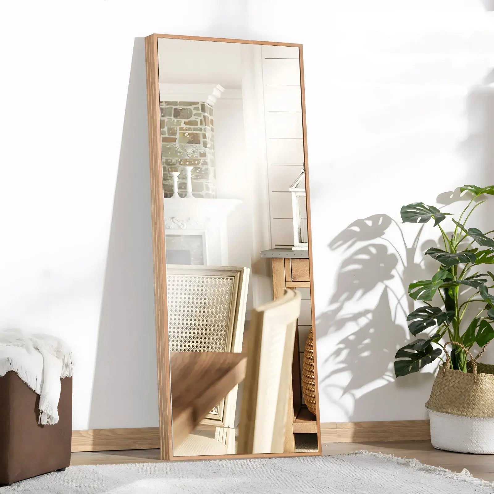 Miroir Mural Rectangulaire | Bois Simple - Miroir émoi - Miroir Mural Cadre en Bois 