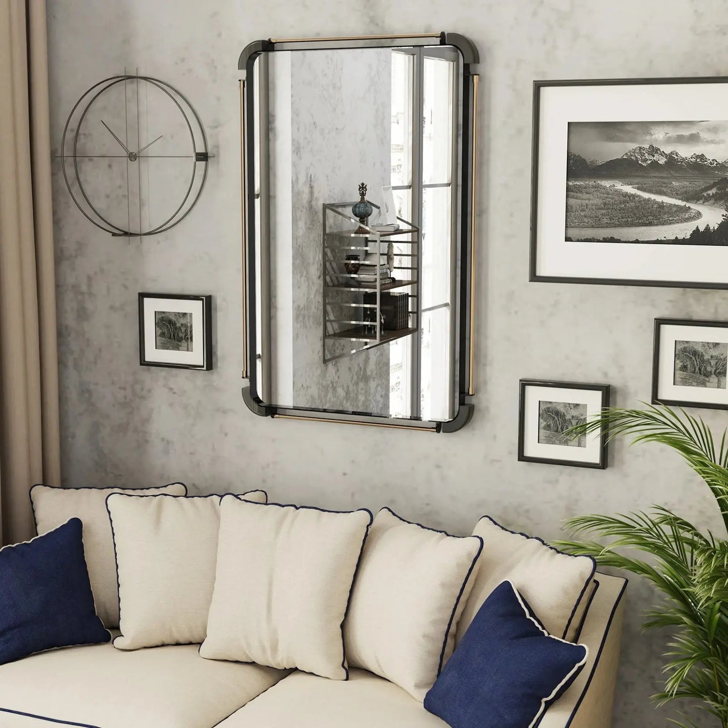 Miroir Mural Rectangulaire | Rétro Vintage - Miroir émoi - Miroir Mural Rectangulaire 
