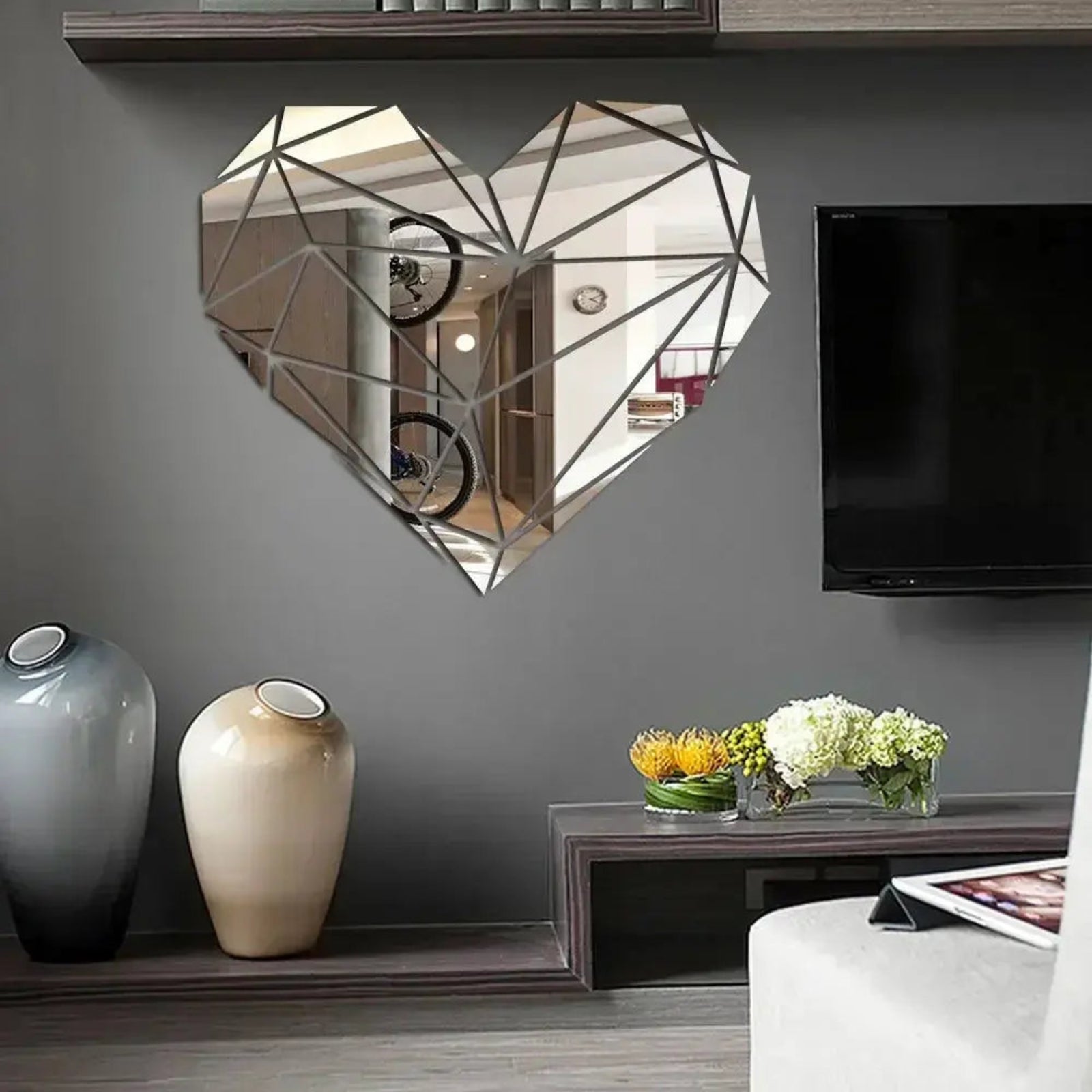 Miroir Mural | Cœur Géométrique Miroir émoi