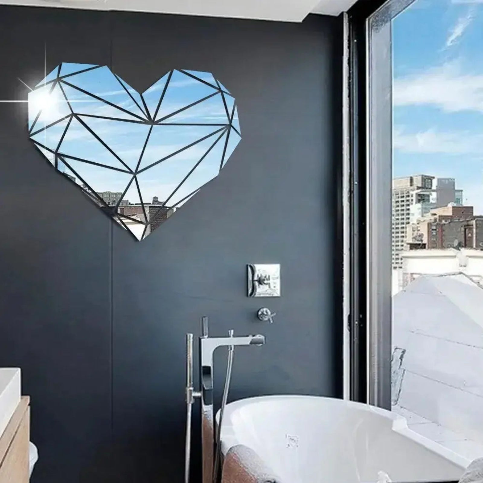 Miroir Mural | Cœur Géométrique Miroir émoi