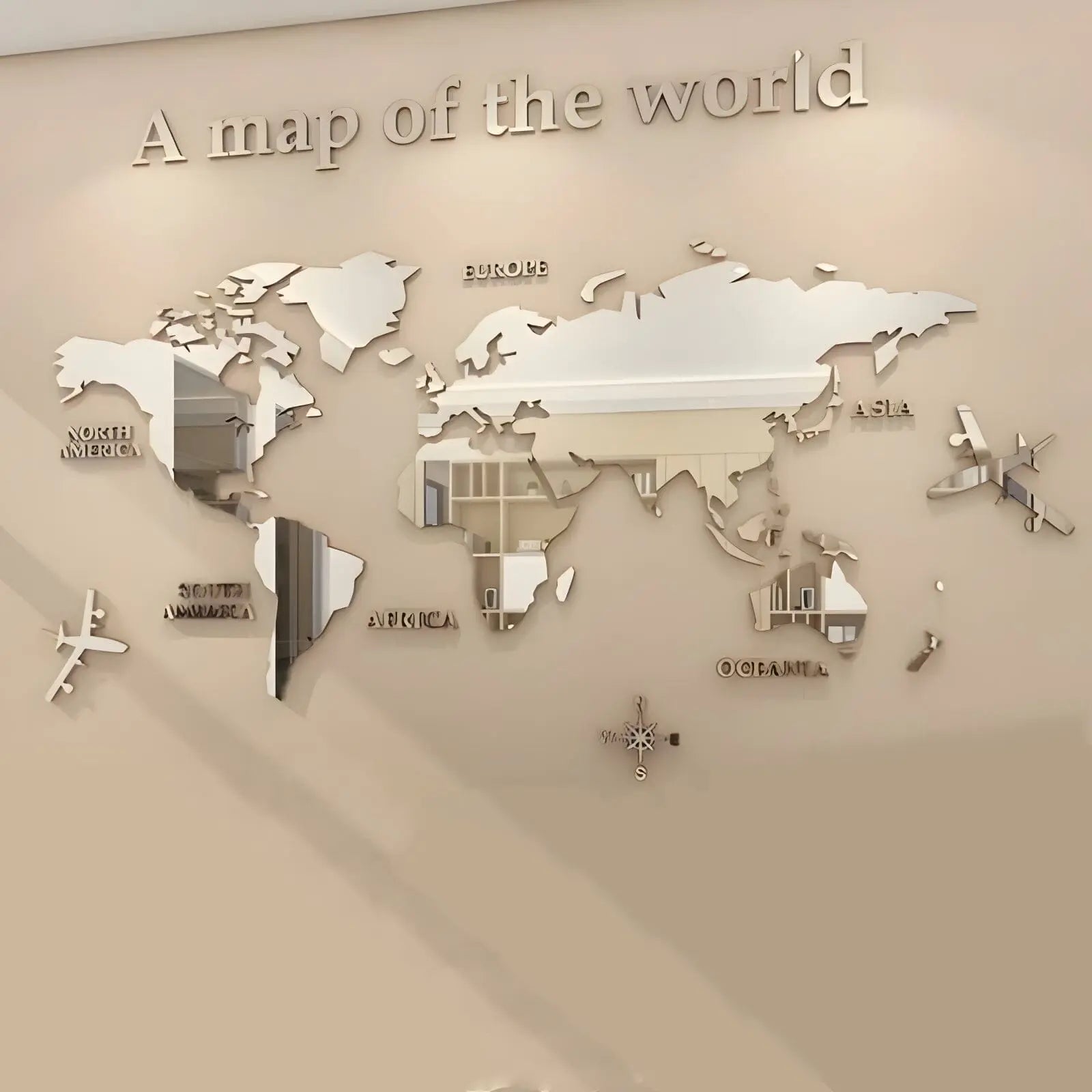 Miroir Mural | Carte du Monde - Miroir émoi - Miroir Mural Décoratif 