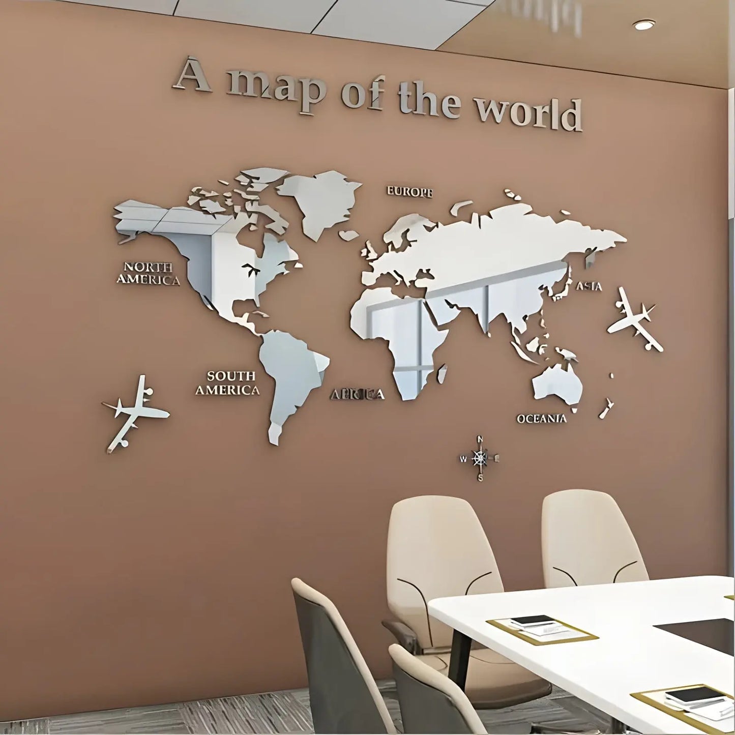 Miroir Mural | Carte du Monde - Miroir émoi - Miroir Mural Décoratif 