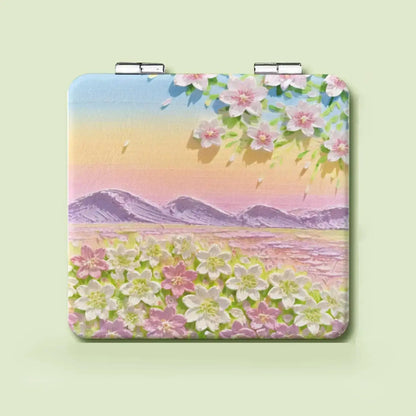 Miroir de Poche | Paysage Fleuri - Miroir émoi - Miroir de Poche Peinture 