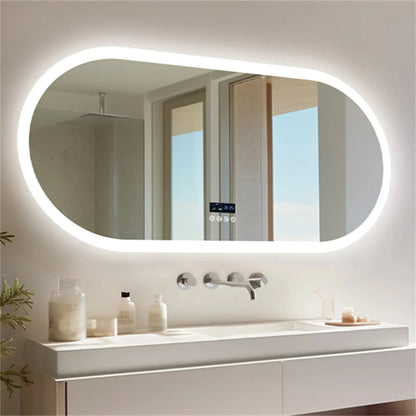Miroir de Salle de Bain LED | Ovale Bluetooth - Miroir émoi - Miroir de Salle de Bain LED 
