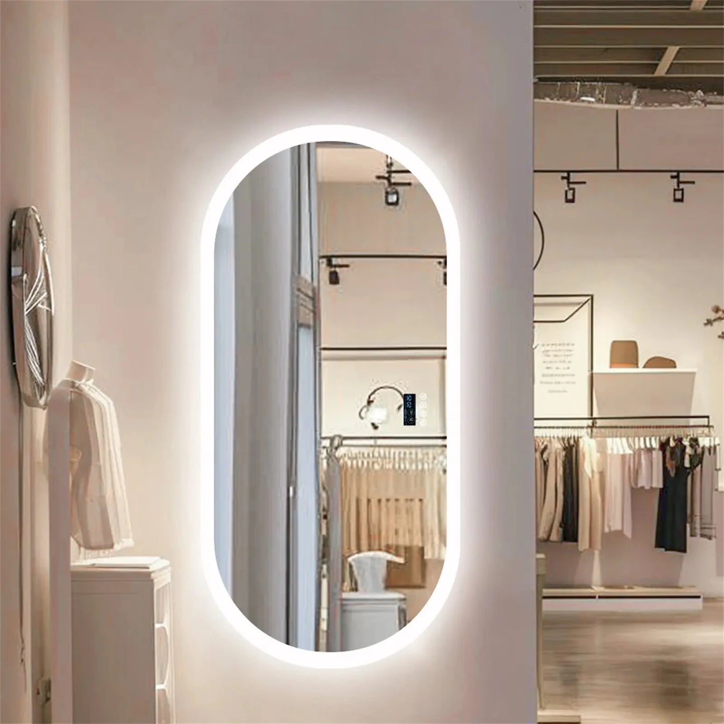 Miroir de Salle de Bain LED | Ovale Bluetooth - Miroir émoi - Miroir de Salle de Bain LED 