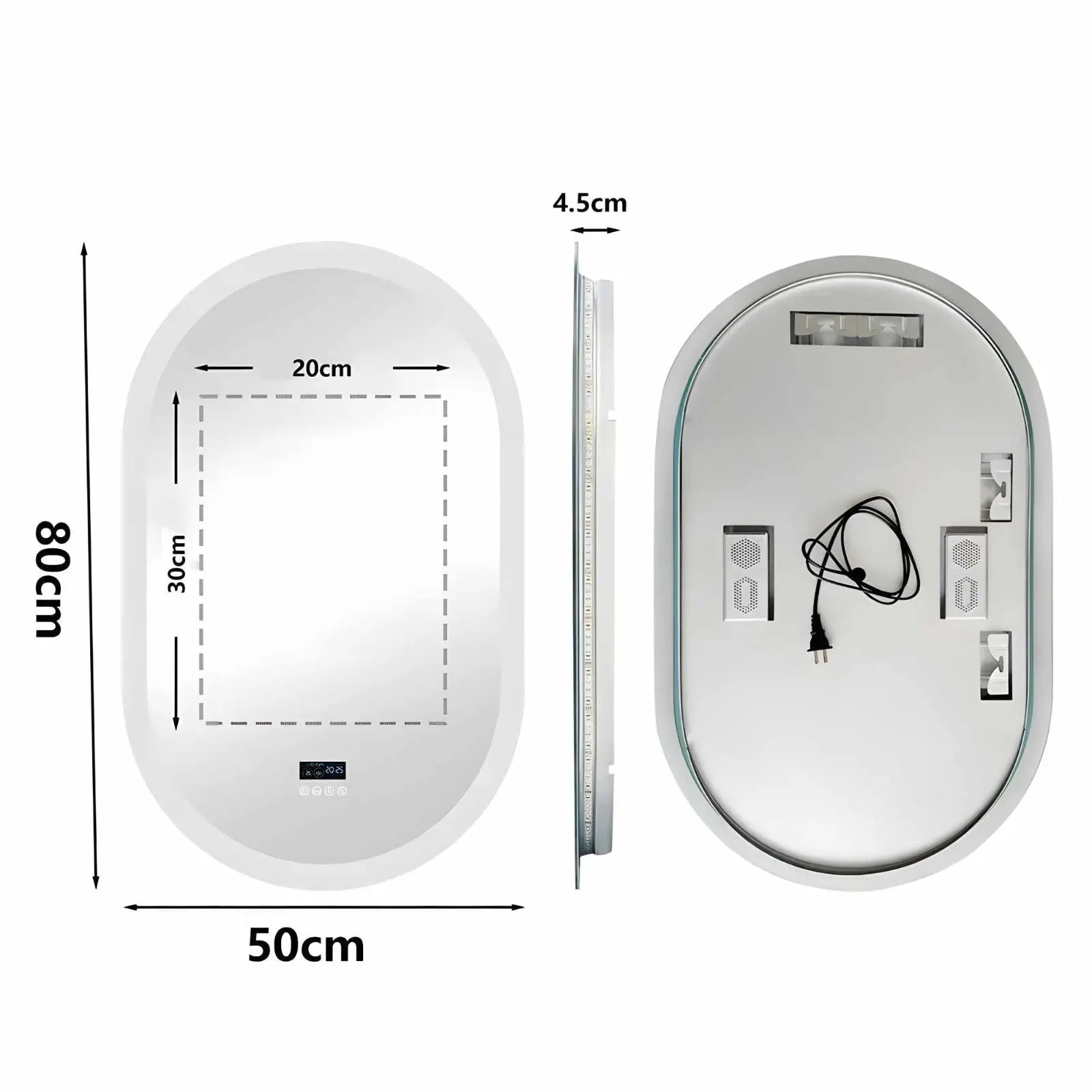 Miroir de Salle de Bain LED | Ovale Bluetooth - Miroir émoi - Miroir de Salle de Bain LED M