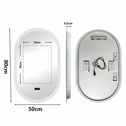 Miroir de Salle de Bain LED | Ovale Bluetooth - Miroir émoi - Miroir de Salle de Bain LED M