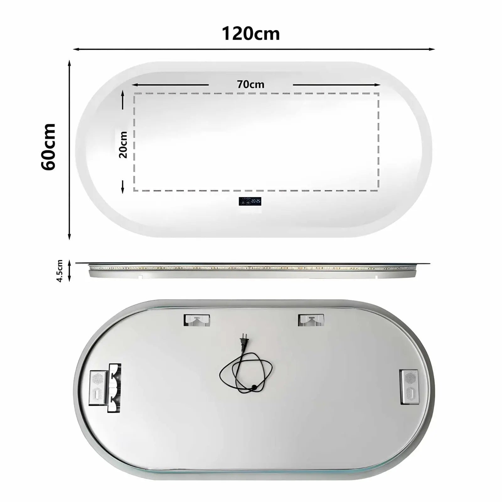 Miroir de Salle de Bain LED | Ovale Bluetooth - Miroir émoi - Miroir de Salle de Bain LED L