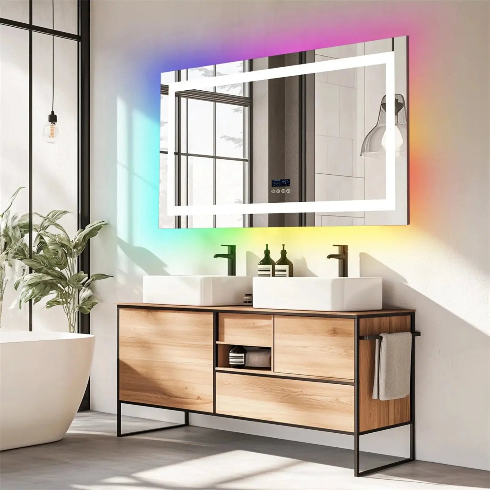 Miroir de Salle de Bain LED Bluetooth | Rectangulaire - Miroir émoi - Miroir de Salle de Bain LED 