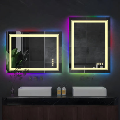 Miroir de Salle de Bain LED RGB | Rectangulaire - Miroir émoi - Miroir de Salle de Bain LED 