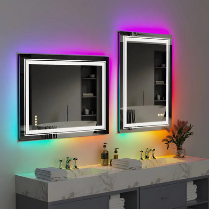 Miroir de Salle de Bain LED RGB | Rectangulaire - Miroir émoi - Miroir de Salle de Bain LED 