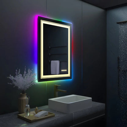 Miroir de Salle de Bain LED RGB | Rectangulaire - Miroir émoi - Miroir de Salle de Bain LED 