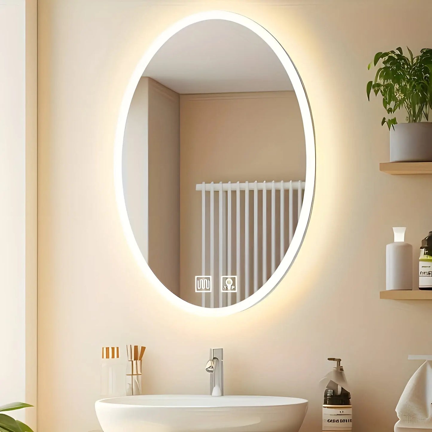 Miroir de Salle de Bain LED | L'Ovale - Miroir émoi - Miroir de Salle de Bain LED  