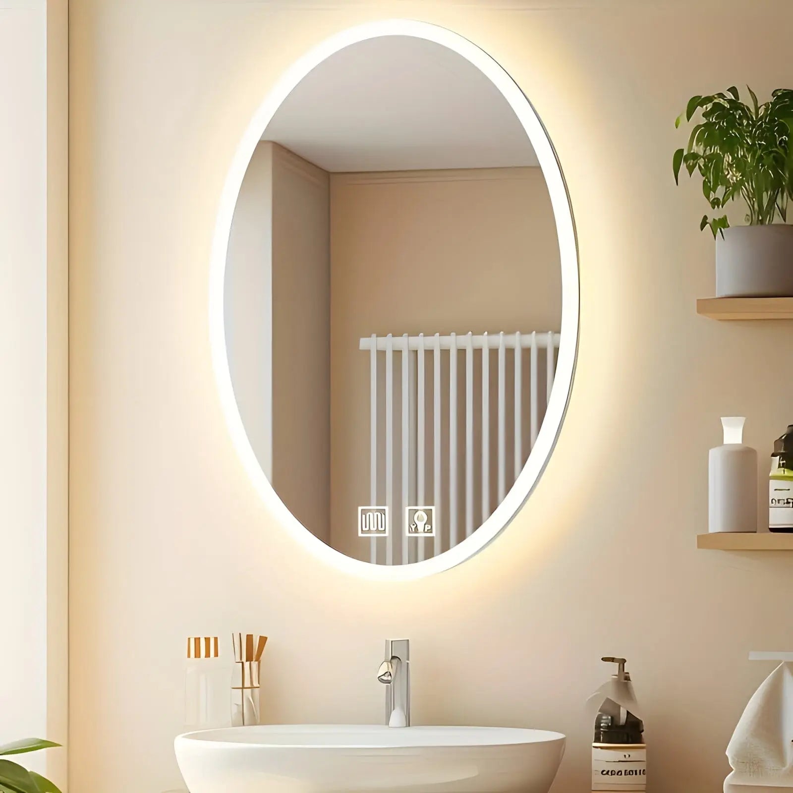 Miroir de Salle de Bain LED | L'Ovale - Miroir émoi - Miroir de Salle de Bain LED  