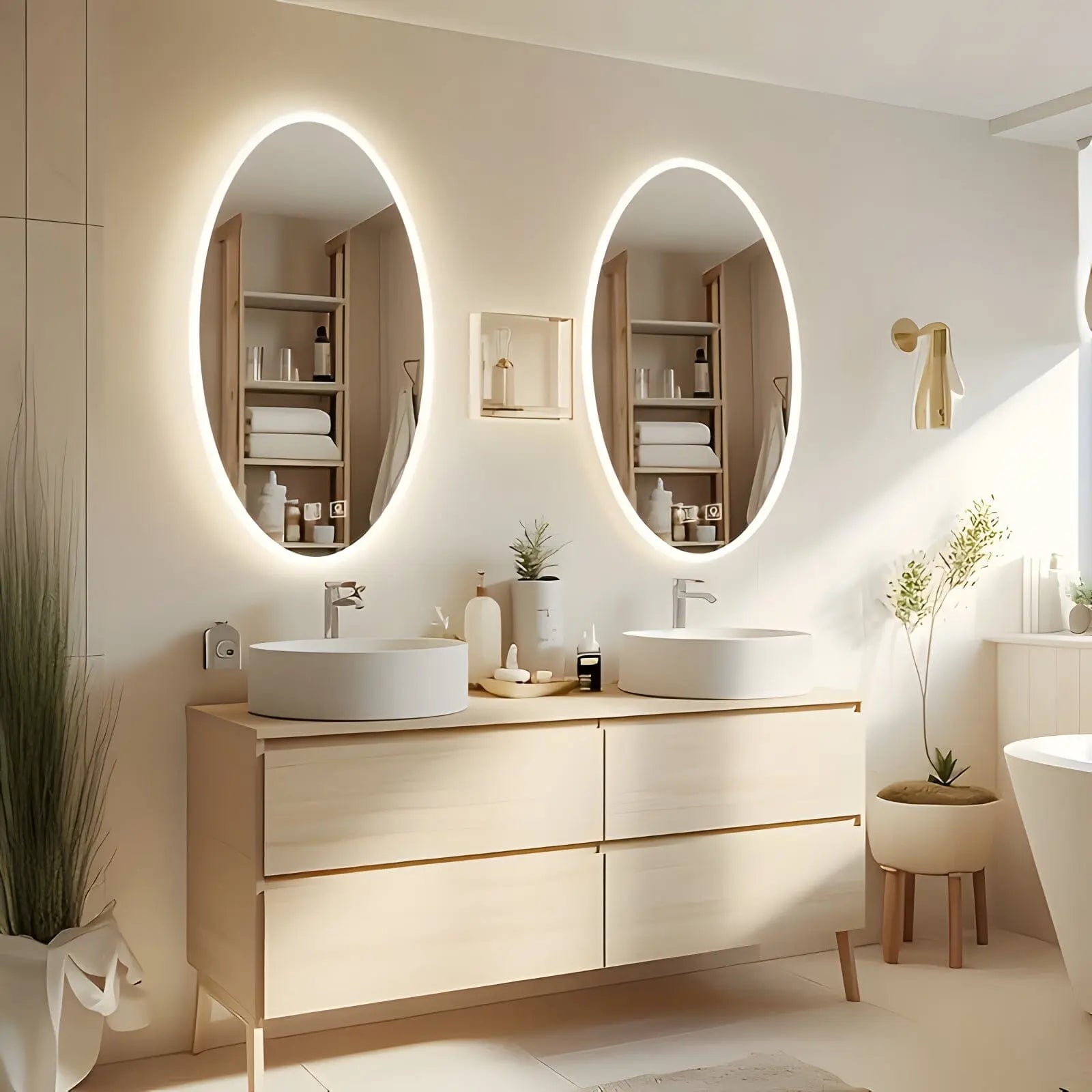 Miroir de Salle de Bain LED | L'Ovale - Miroir émoi - Miroir de Salle de Bain LED  