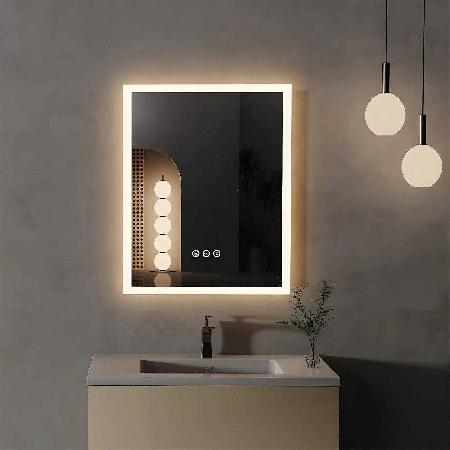 Miroir de Salle de Bain LED | Rectangulaire - Miroir émoi - Miroir de Salle de Bain LED  