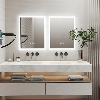 Miroir de Salle de Bain LED | Rectangulaire - Miroir émoi - Miroir de Salle de Bain LED 
