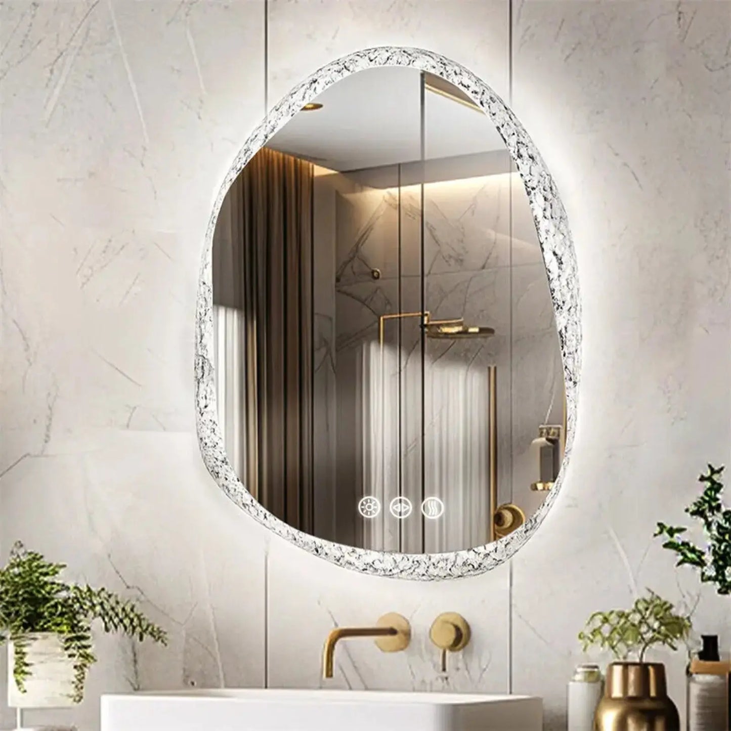Miroir de Salle de Bain LED | Organique - Miroir émoi - Miroir de Salle de Bain 