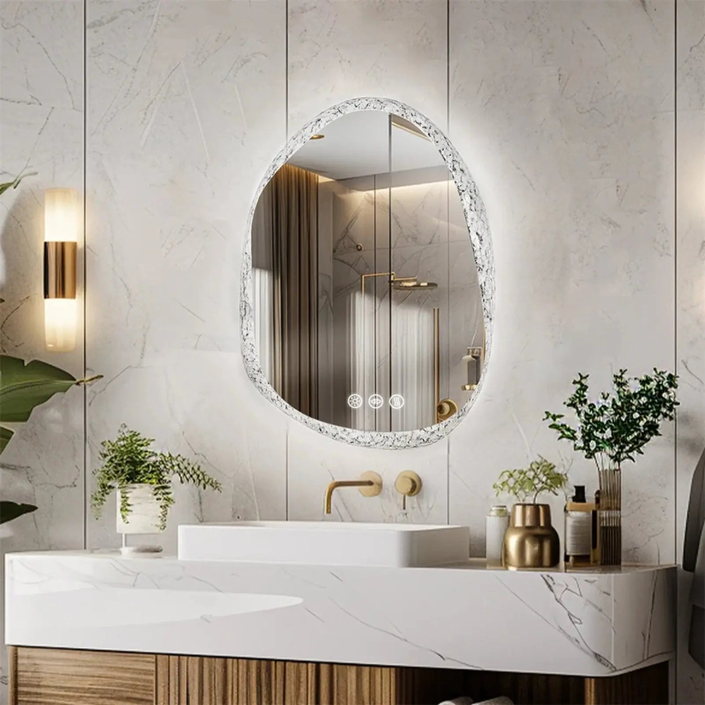 Miroir de Salle de Bain LED | Organique - Miroir émoi - Miroir de Salle de Bain LED 