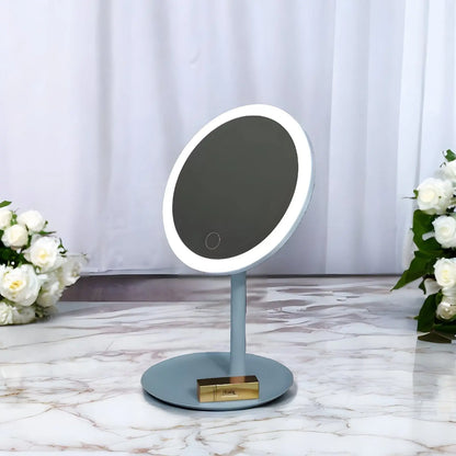 Miroir sur Pied | Rond Mini LED - Miroir émoi - Miroir sur Pied LED Bleu 
